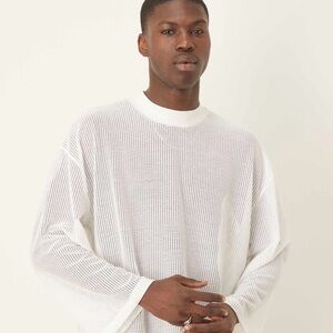 ASOS White Mesh Crew Neck Top